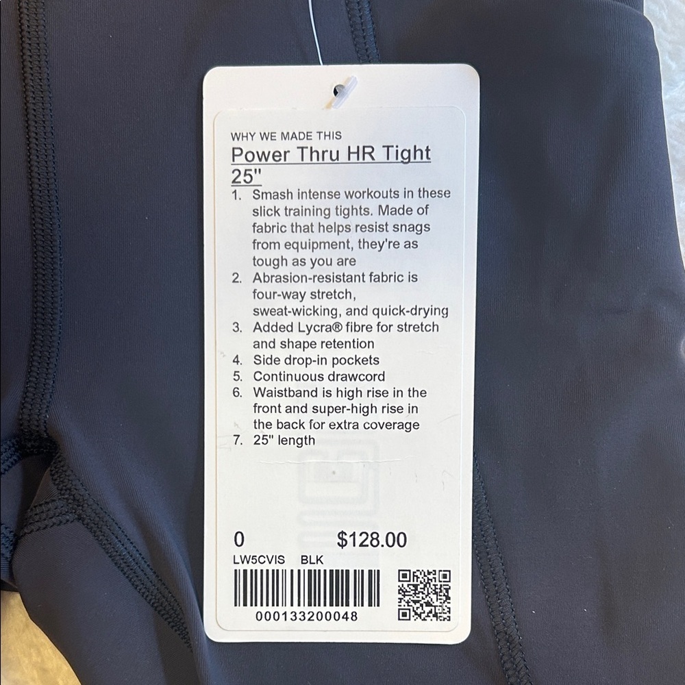 NWT lululemon Black Tights (Power Thru) - Picture 3 of 12
